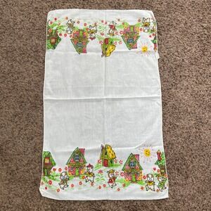 Vintage Babycare Three Little Pigs Receiving Blanket 100% Cotton White 22x34